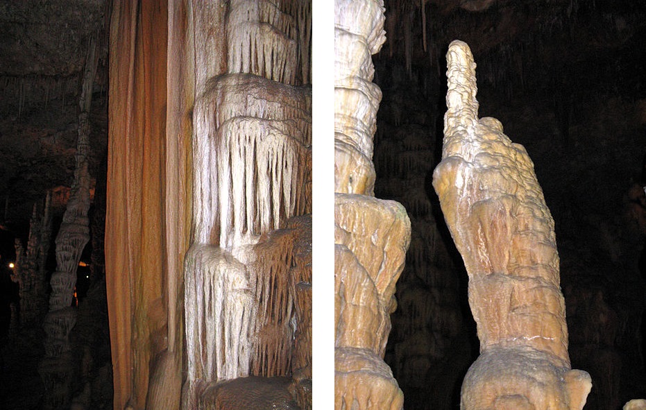 Сталактиты и сталагмиты в пещере Авшалом