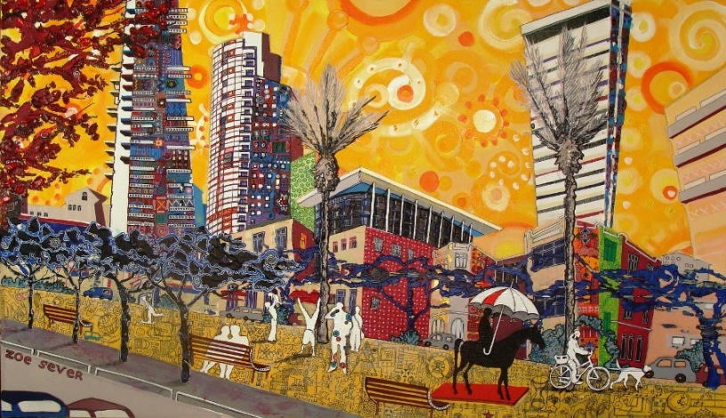 Zoe Sever_Rothschild blvd.Tel-Aviv_oil on canvas_70x120 cm
