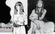 Рисунок Эфраима Лилиена (1902 года) и фотоснимок женщины в том же наряде (1906)