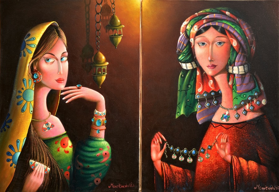 Zurab Martiashvili, Blue Jewelery (diptych)_ oil on canvas_70x50 cm_