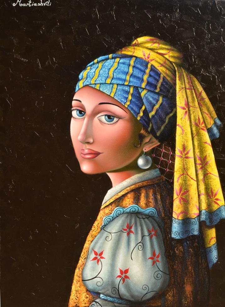 Zurab Martiashvili_Girl with Earring_Homage to Vermeer_oil on canvas_90x70 cm_