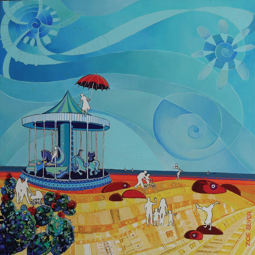 Zoe Sever. The Wind from the Sea. Tel-Aviv Port. Oil and acrylic on canvas 90×90 cm. 2016